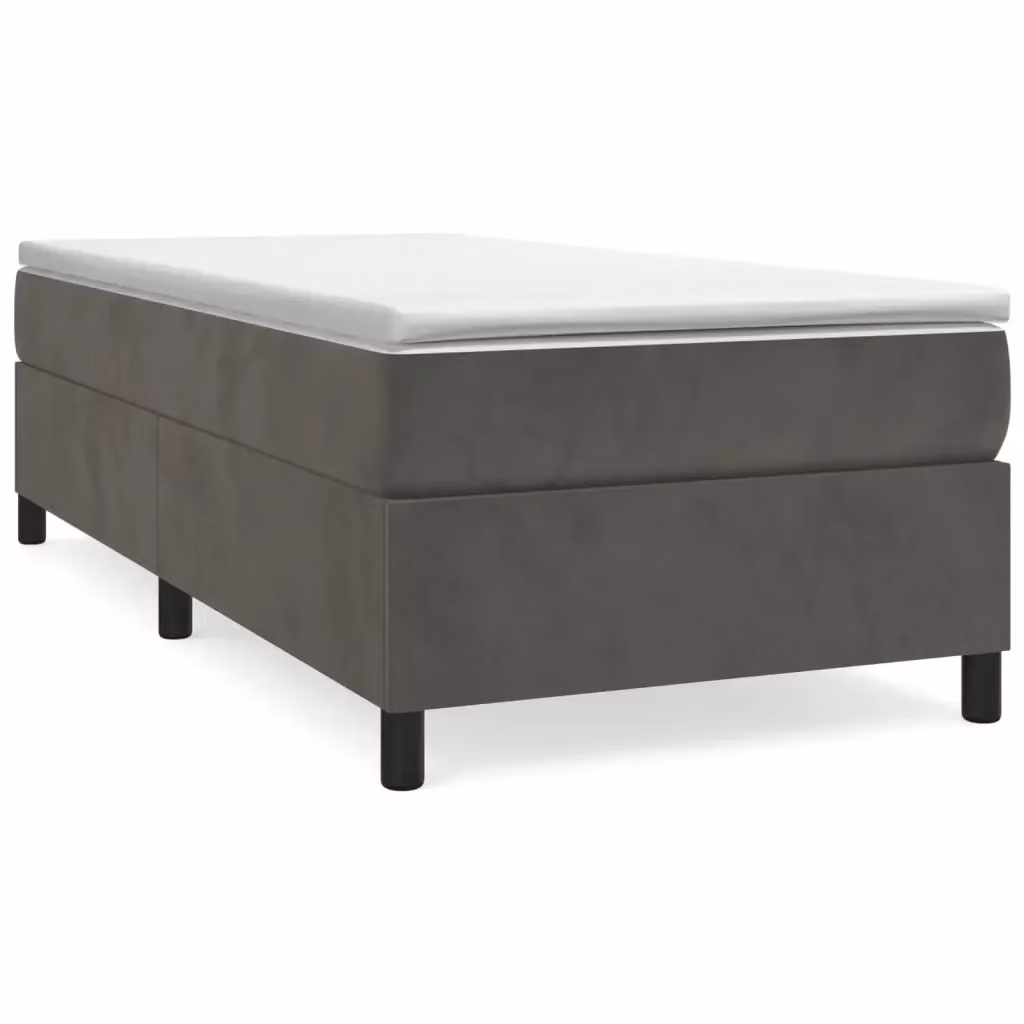 Letto con Giroletto a Molle e Materasso Ibrido vidaXL in Velluto Grigio e Bianco L/P/H: 203 x 80 x 35 cm – 2