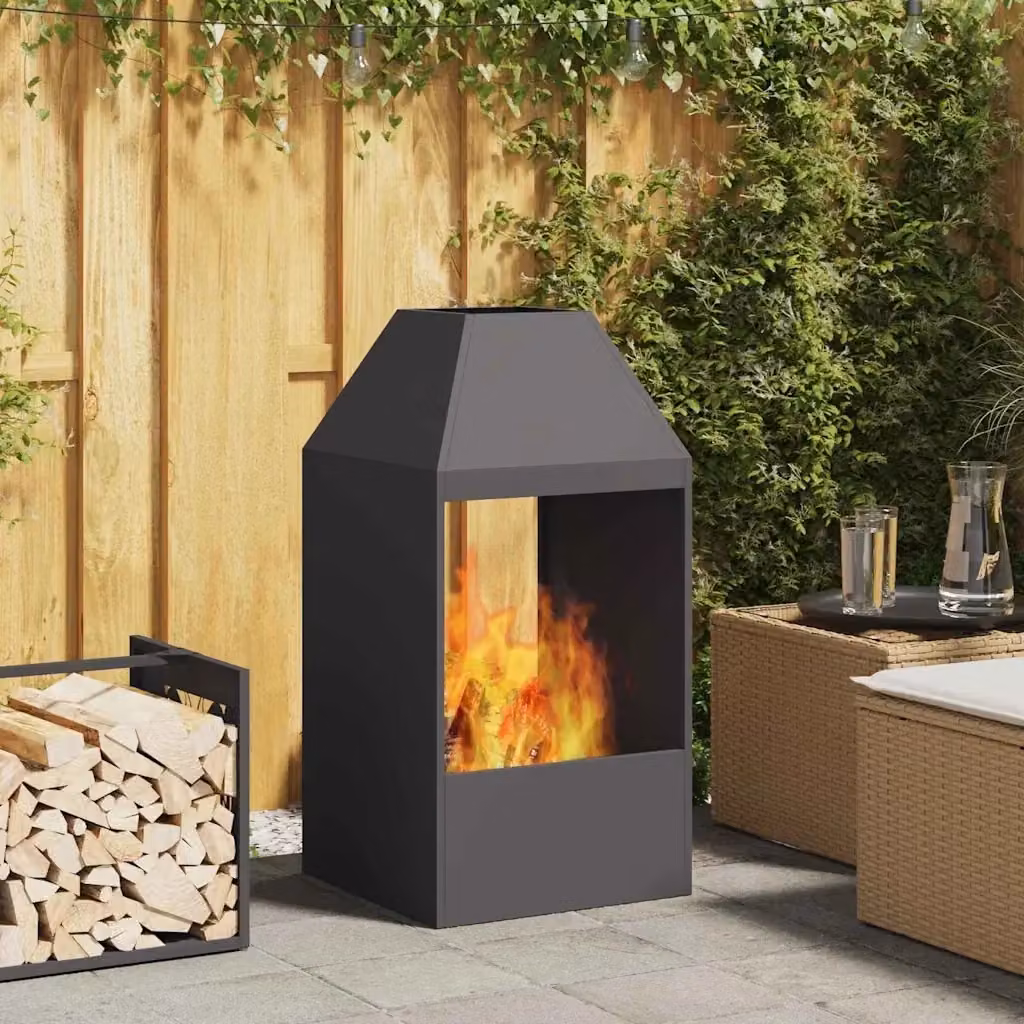 Focolare in acciaio nero DESIGN IN per legna CFW2744551 H: 100 cm, L: 50 cm, P: 50 cm – 2