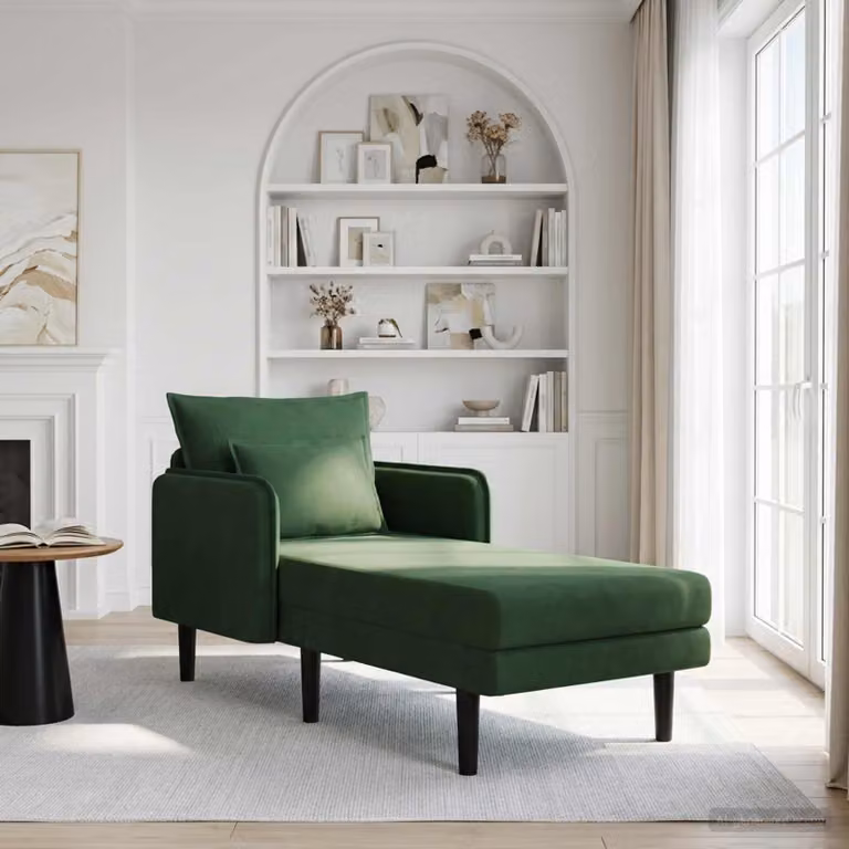 vidaXL Chaise longue oversize moderna in velluto a coste verde con cuscini inclusi L: 173 cm, P: 84 cm, H: 86 cm