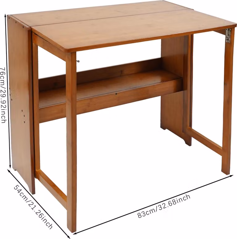 Tavolo pieghevole per laptop - Scrivania per computer - Bambù - Con spazio di archiviazione - Rettangolare - Facile montaggio - Compatto - Cachi scuro