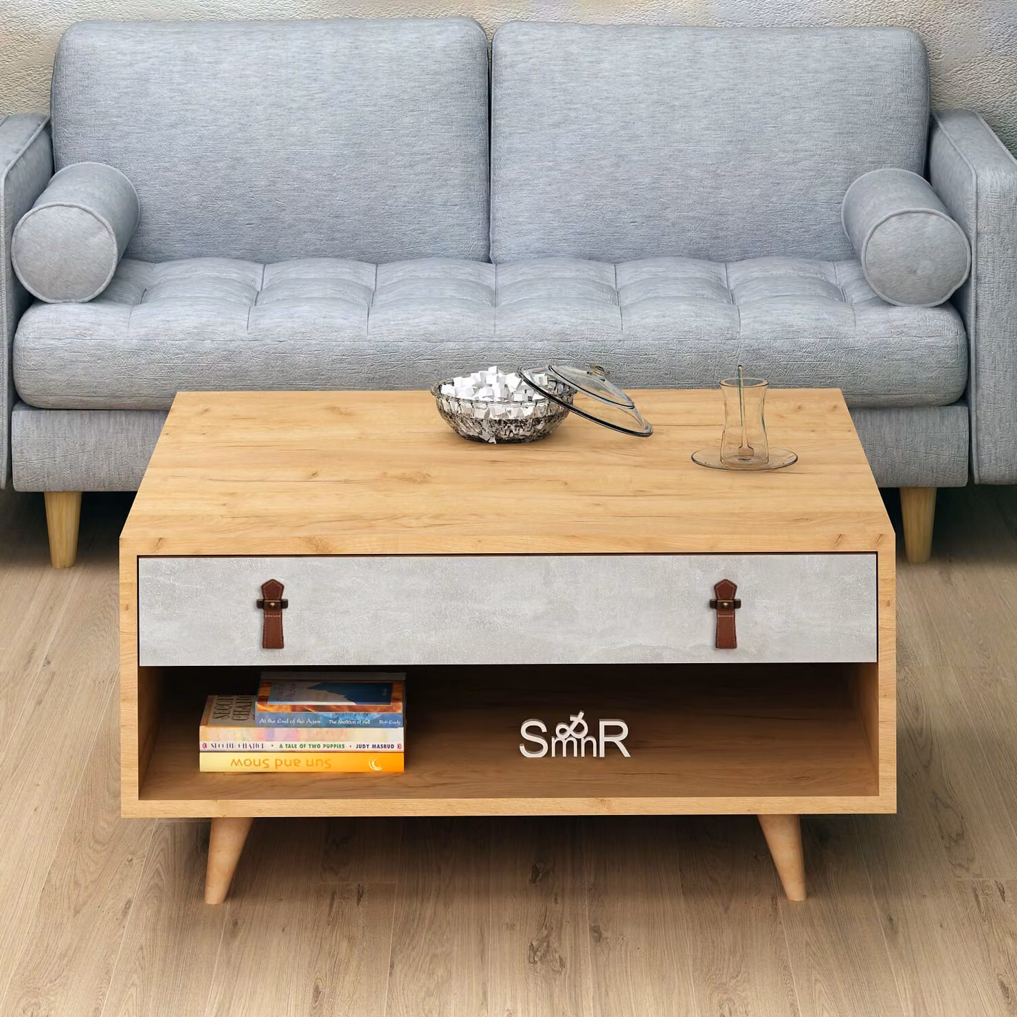 Skye Decor, Brida, tavolino, rovere, 100% pannelli truciolari rivestiti in melamina, 80 x 80 x 40 cm
