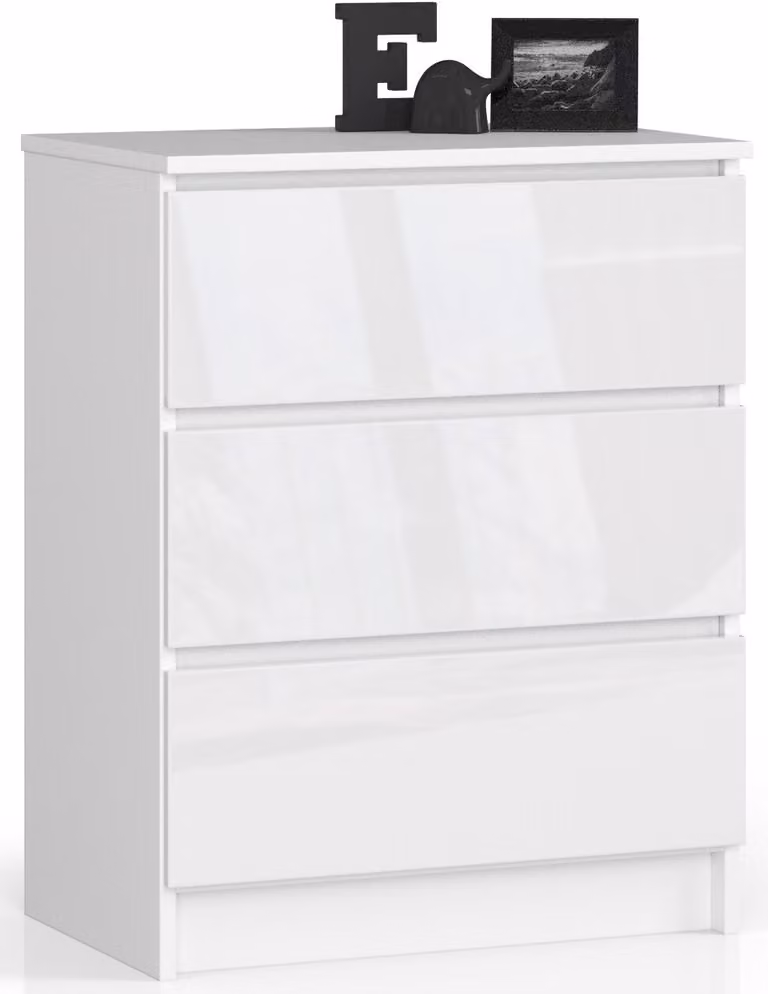 Comò KOMMODO K60 con 3 cassetti in bianco lucido per arredamento moderno