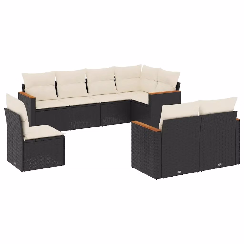 vidaXL Set Divani da Giardino a L con Cuscini 8 pz in Polyrattan Nero e Bianco – 2