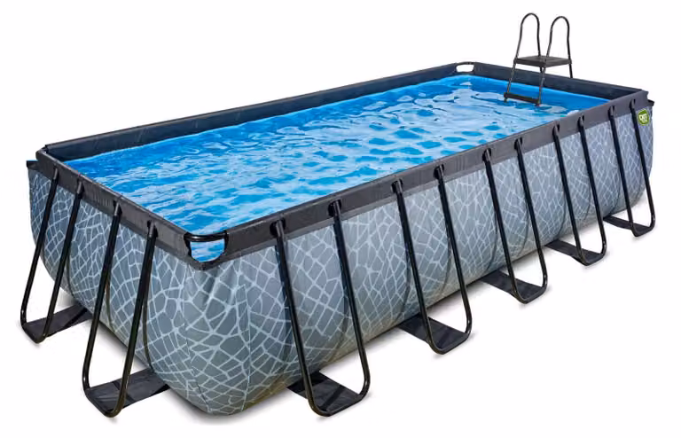 EXIT Piscina in pietra 540x250x122cm con pompa filtro - grigio