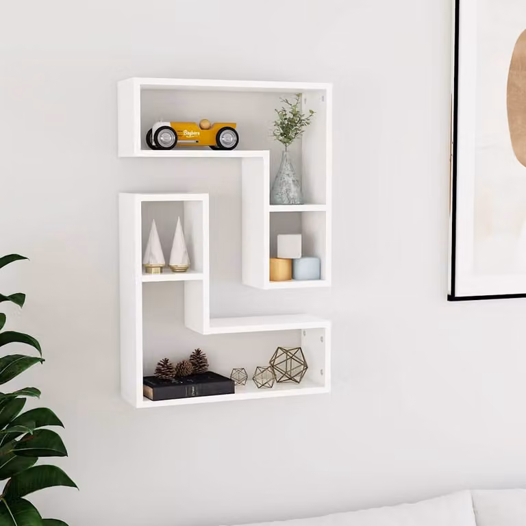 Set di 2 mensole a muro vidaXL bianche in legno e MDF, design moderno a cubo per soggiorno o camera da letto, L 50 cm x P 15 cm x H 50 cm