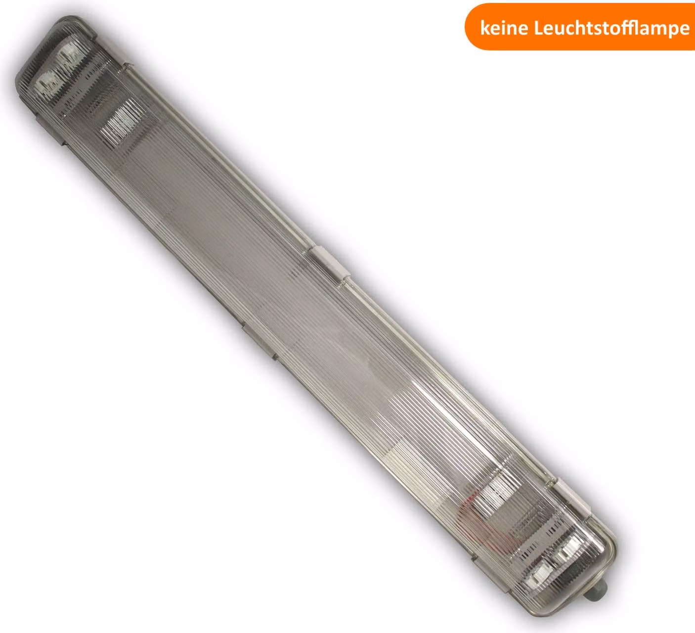 Apparecchio impermeabile IP65, apparecchio con diffusore a 1 fiamma, in plastica, grigio, 66 x 6,8 x 5,8 cm, per garage, cantine, officine, applicazioni esterne