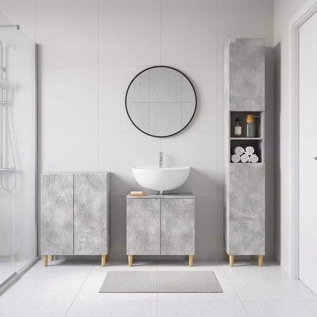Set di armadietti da bagno in 3 pezzi DELFT Grigio Cemento 3417462