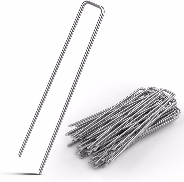 Set di 50 picchetti Gardebruk per tenda e awning in acciaio zincato color argento, diametro 2,5 mm, per fissaggio nel terreno – 1