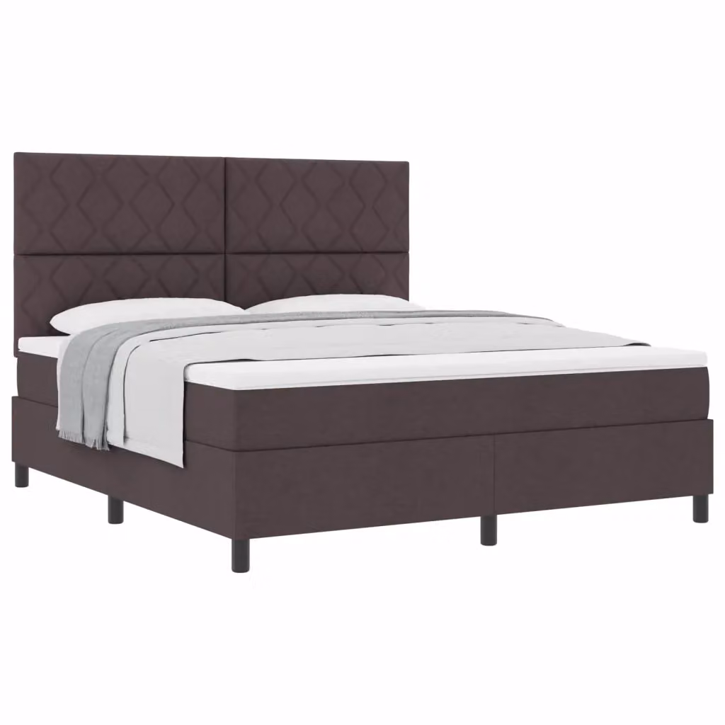 Letto a molle con testiera vidaXL in tessuto marrone con molle a tasche individuali L: 180 cm, P: 200 cm, H: 280 cm – 2