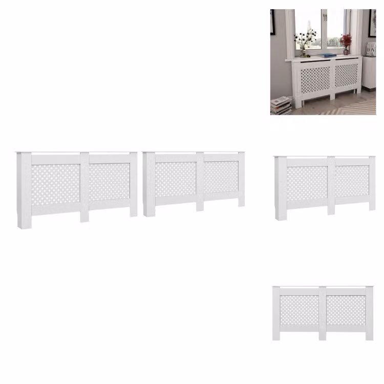 vidaXL Rivestimento per radiatori 2 pz. Bianco 152 x 19 x 81,5 cm MDF - Accessori per radiatori