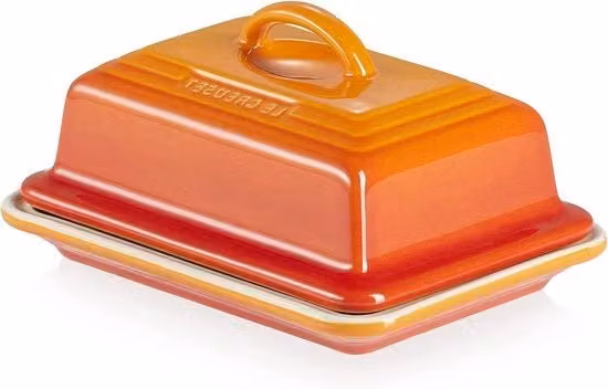Piatto per burro Le Creuset in ceramica arancione con coperchio, 900 g, L: 17 cm, P: 12,5 cm, H: 9 cm