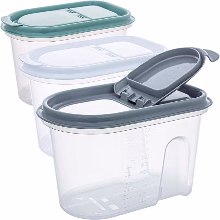 Omgoods - Set di 4 contenitori trasparenti con coperchio a ribalta
