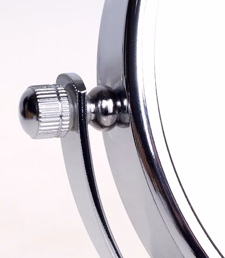 Specchio da bagno, diametro 20 cm, ingrandimento 5x, girevole, cromato