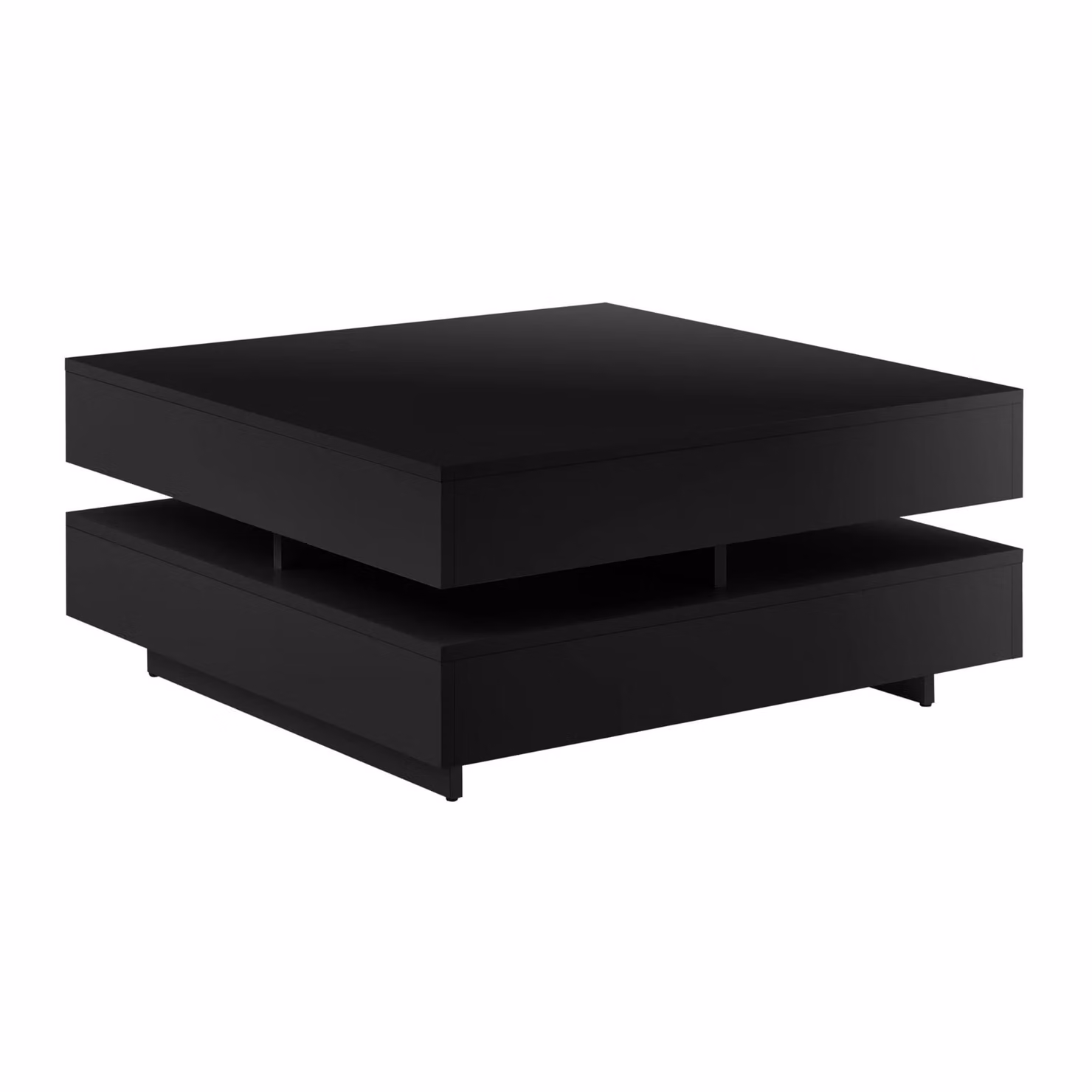 In And OutdoorMatch Tavolino Saige - Quadrato - 75x75x35,5 cm - Nero - Lucido - Truciolato - Design moderno