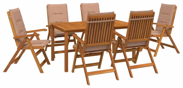 Set da giardino da 7 pezzi, realizzato in legno massello di acacia naturale