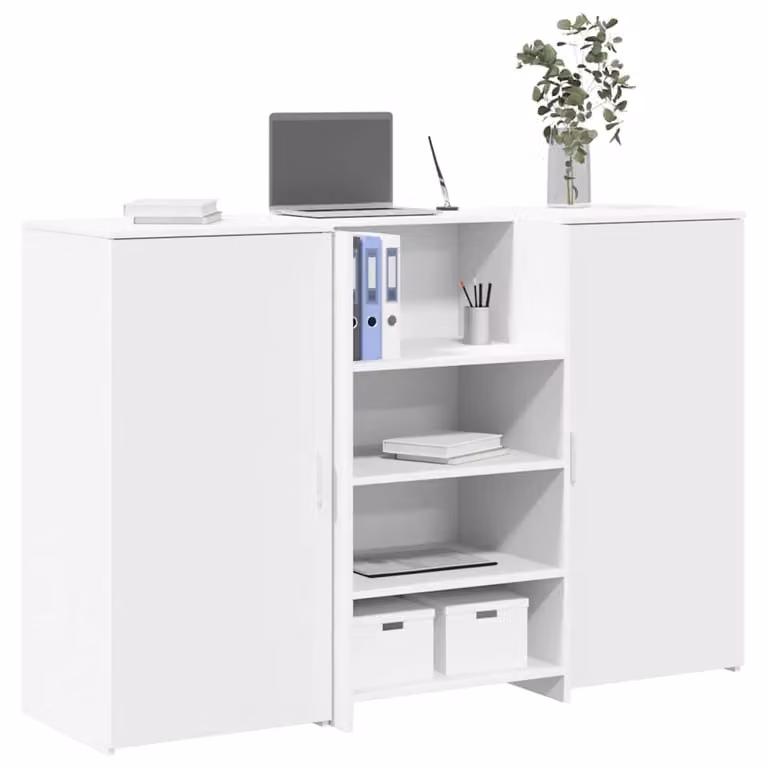 vidaXL Banco Reception Moderno Bianco in Legno Multistrato e MDF L: 155 cm, P: 50 cm, H: 103,5 cm