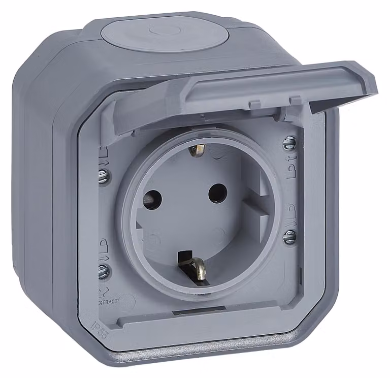 Contatto 2P+E 16A Ip55 Grigio Plexo New