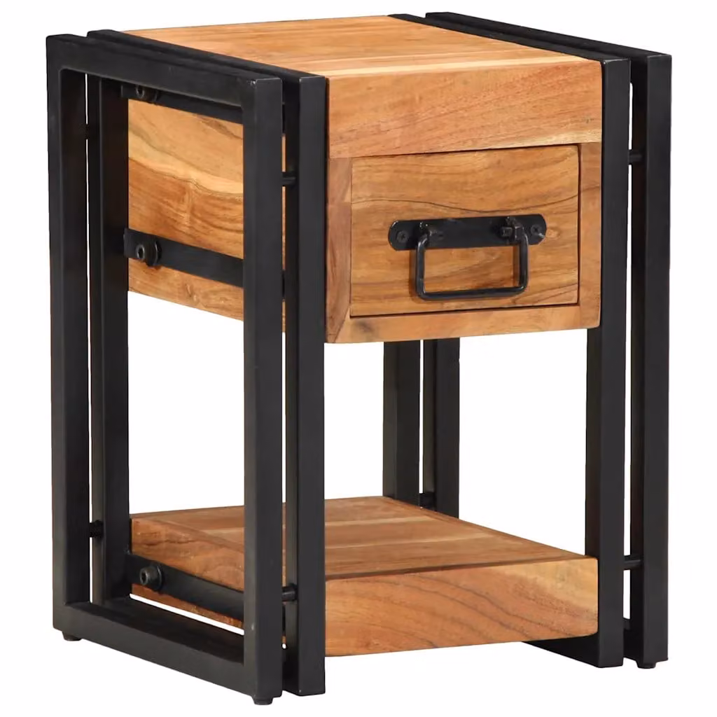 Set di 2 Armadi da Notte vidaXL in Legno di Acacia Marrone Rustico L/P/H: 30 x 30 x 40 cm