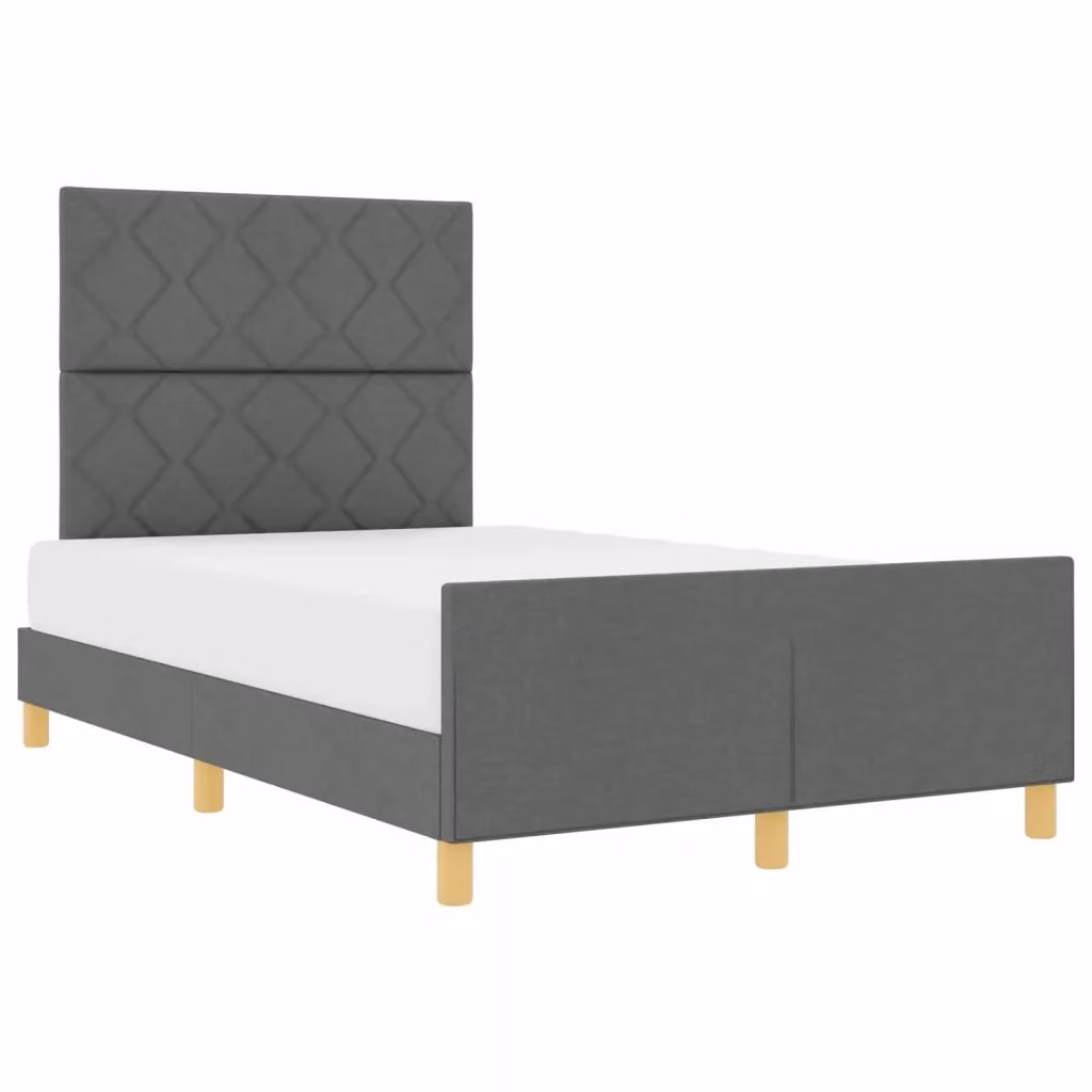 Struttura del letto imbottita vidaXL in tessuto grigio con legno e MDF L/P/H: 120 x 200 x 126 cm – 2