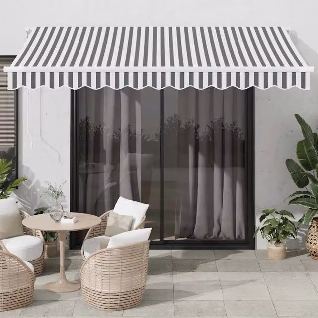 Tenda da Sole Retrattile Manuale-Tenda parasole per Patio Antracite e Bianco 350x250 cm