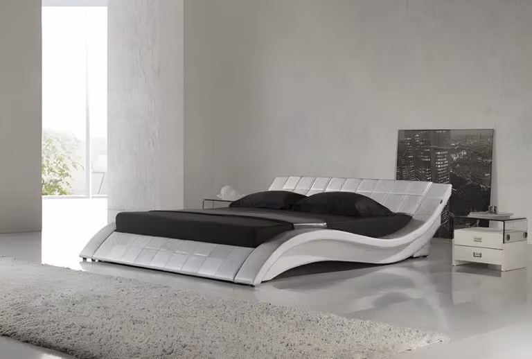 Bett Silber Schlafzimmer JV Möbel Liegefläche 180x200 Schlafzimmer Kunstleder