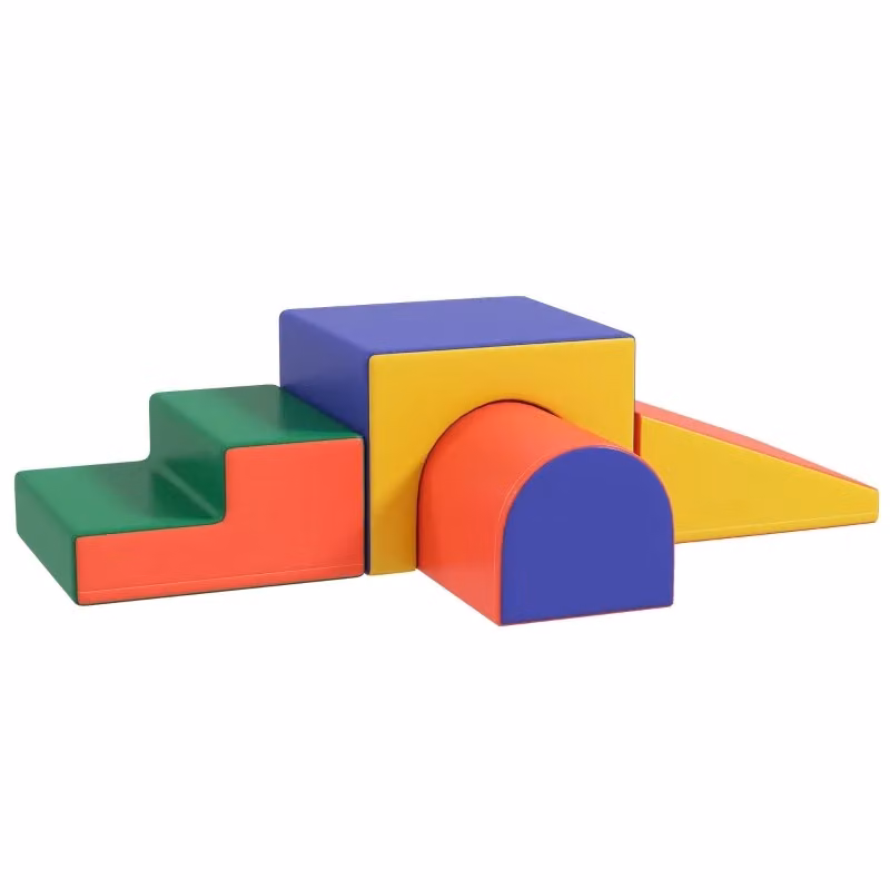 Set di 4 blocchi morbidi in schiuma per arrampicata e scivolamento per bambini, rivestimento in similpelle, multicolore – 2