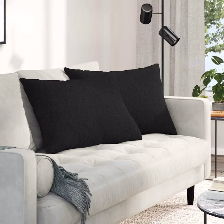 Set di 2 cuscini da divano vidaXL in tessuto nero con fodera rimovibile, L 70 cm x P 50 cm