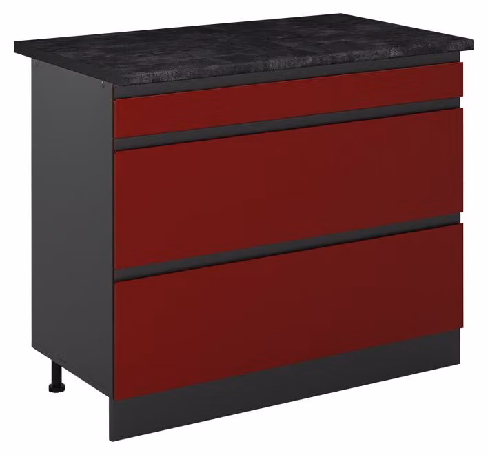 Mobiletto base per cucina Vicco R-Line Rosso/Antracite 100 cm piano di lavoro Antracite, Model 71564