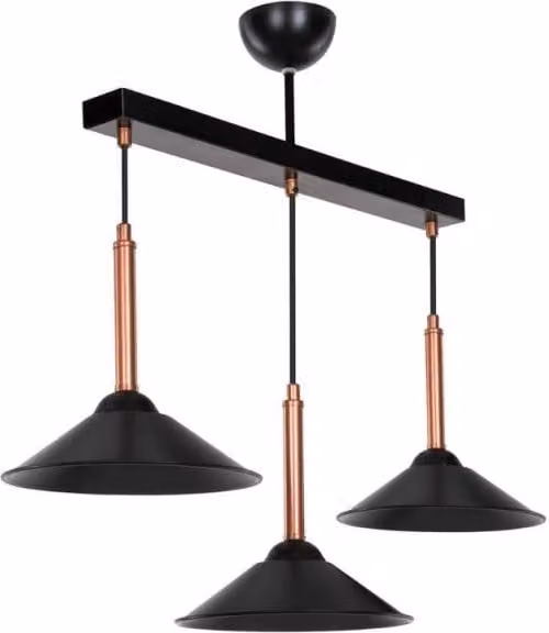Lampada a sospensione Mandarin MDL4221 Effezeta Italia in metallo nero e bronzo con paralume a cono