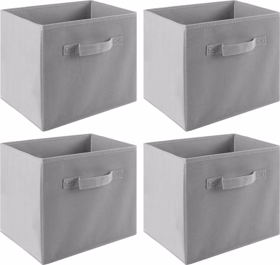 Scatole portaoggetti - Organizer pieghevole per armadio in tessuto non tessuto - Set da 4 - 27×27×28 cm - Riutilizzabile - Azzurro