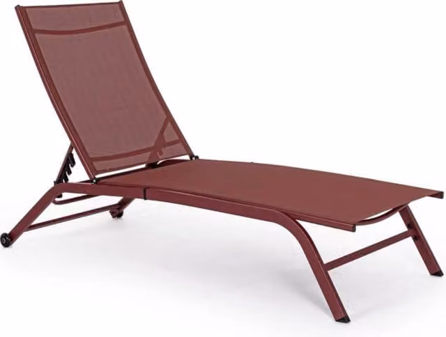 Lettino con ruote Raul Pepper in metallo rosso con tessuto textilene