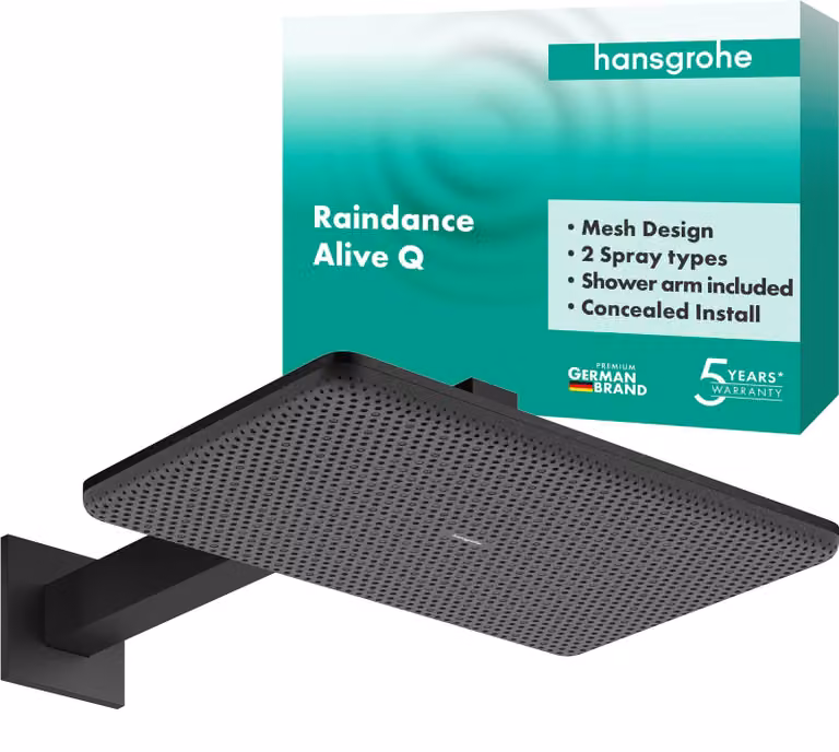 Doccia a soffitto, dimensioni 210x340 mm, 2 getti, inclusa barra di supporto, finitura nera opaca