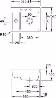 Villeroy & Boch 67800FKR lavello a incasso Subway 60 XM
