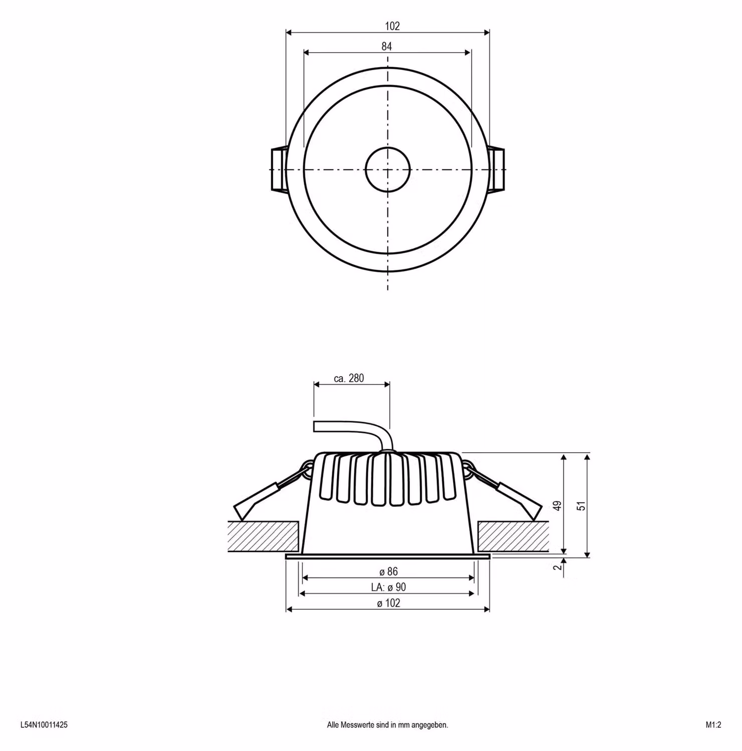 EVN C54N10011425, faretto da incasso, lampadina non sostituibile, 1 lampadina, LED, 10 W, 5700 K