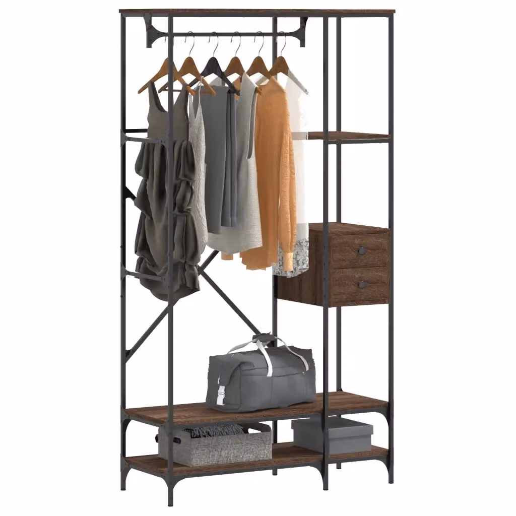 Appendiabiti con Scaffali DESIGN IN in Legno Rovere e Metallo Marrone L: 180 cm, H: 15 cm, P: 40 cm, 97 cm – 2