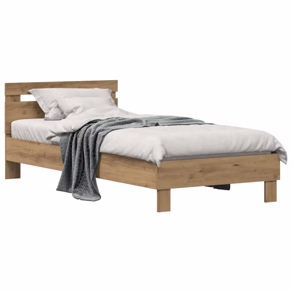Giroletto artigianale in legno Rovere color marrone per camera da letto L: 98.5 cm, P: 203 cm, H: 70 cm – 2