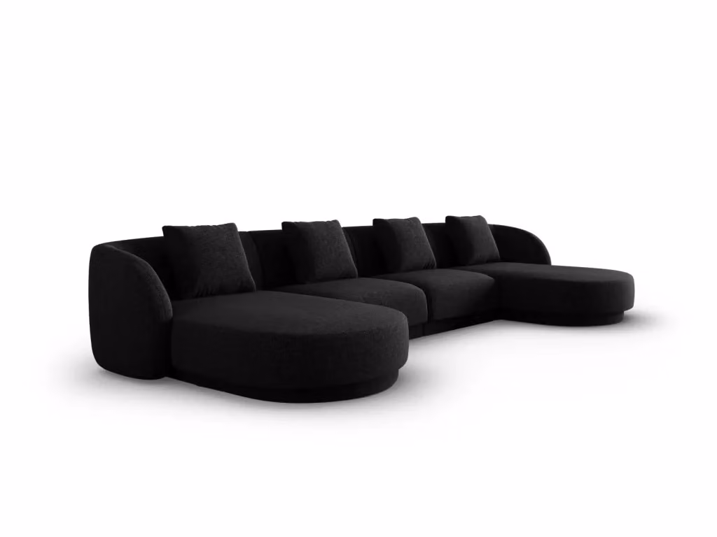 Divano panoramico Tulum a 5 posti Cosmopolitan Design in ciniglia nero L/P/H: 330 x 154 x 70 cm – 2