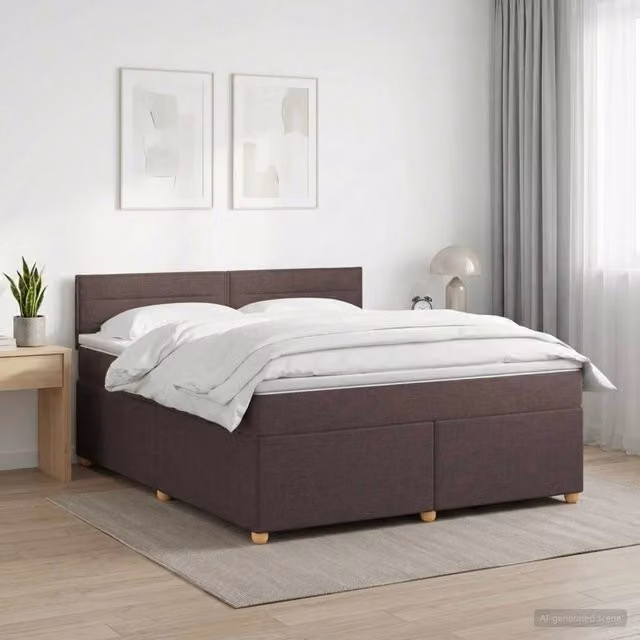 Letto box spring con materasso ibrido vidaXL Marrone e Bianco L/P: 160 x 200 cm