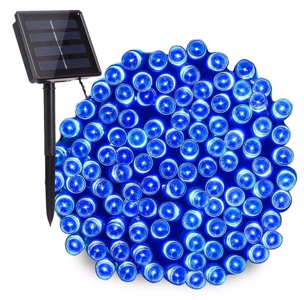 Catena luminosa solare, 20 metri, 200 LED, resistente alle intemperie, 8 modalità