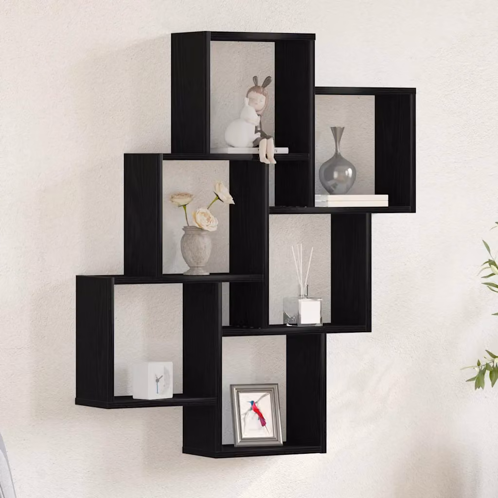 Scaffale da parete moderno vidaXL Nero L: 78 cm, P: 15 cm, H: 93 cm