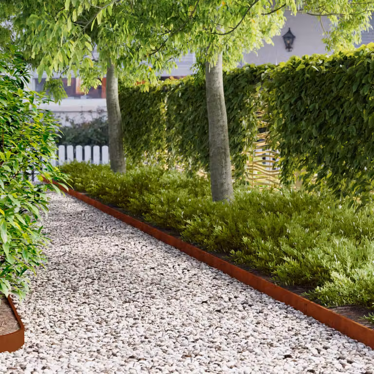 Set di 20 bordure per prato vidaXL in acciaio marrone con bordo superiore ripiegato, L: 103 cm, H: 10 cm