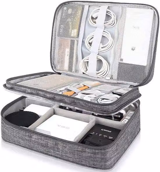 Organizzatore da viaggio elettronico - Grigio - Portatile - Accessorio da viaggio - Power bank - USB - Caricabatterie - 20.000mAh