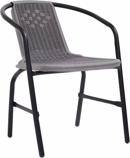 Set di 4 sedie da giardino vidaXL impilabili in plastica e acciaio verniciato nero e grigio con braccioli