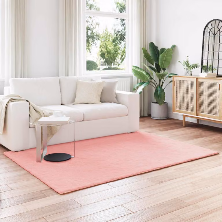Tappeto antiscivolo vidaXL OLITE in ecopelliccia rosa, rettangolare, 120 x 170 cm