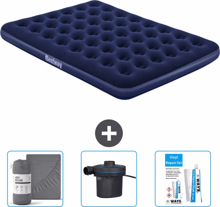Materasso gonfiabile Bestway - 2 persone - 152 x 203 x 22 cm - Blu - Accessori inclusi