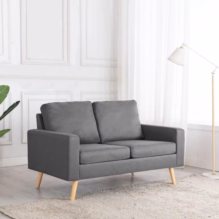 Maison Exclusive - Divano a due posti in tessuto grigio chiaro