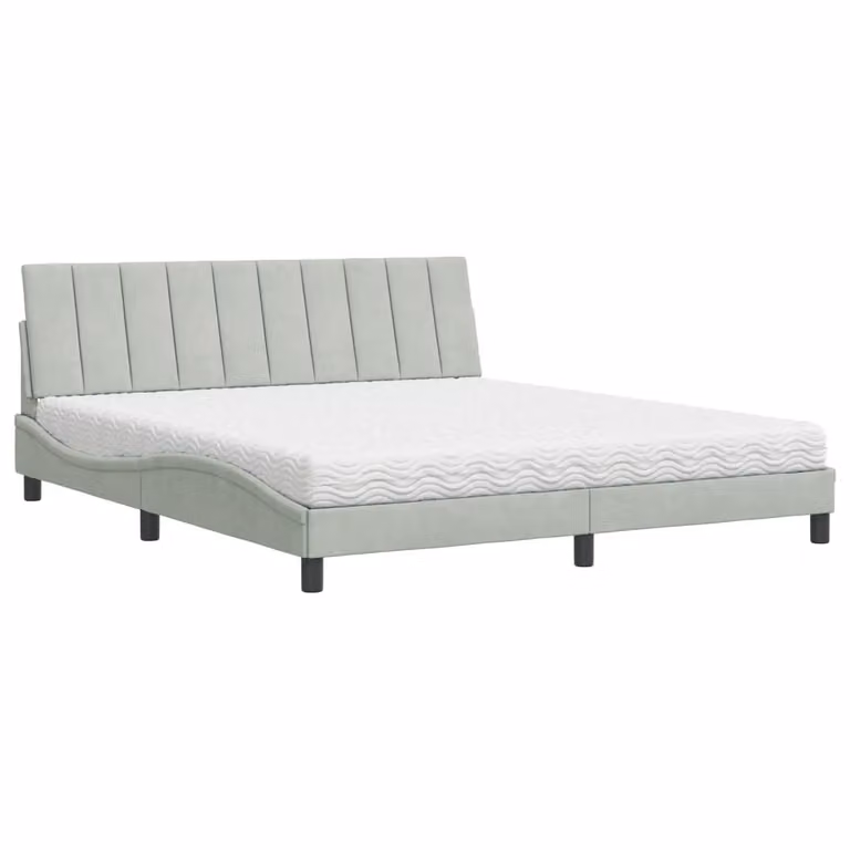 Letto con Materasso Hanko Grigio Chiaro 180x200 cm in Velluto