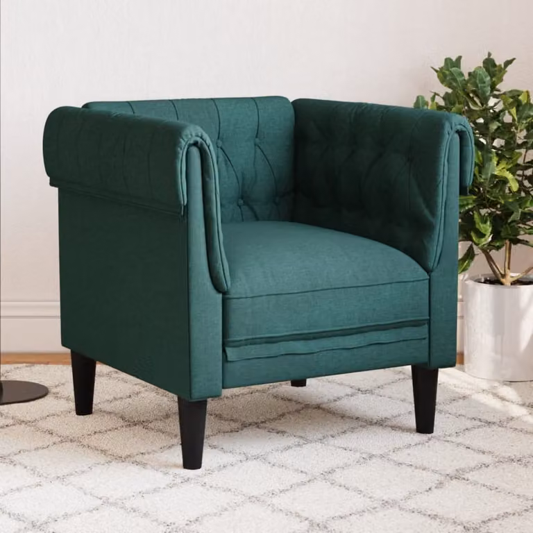 Maison Exclusive - Poltrona Chesterfield, tessuto verde scuro