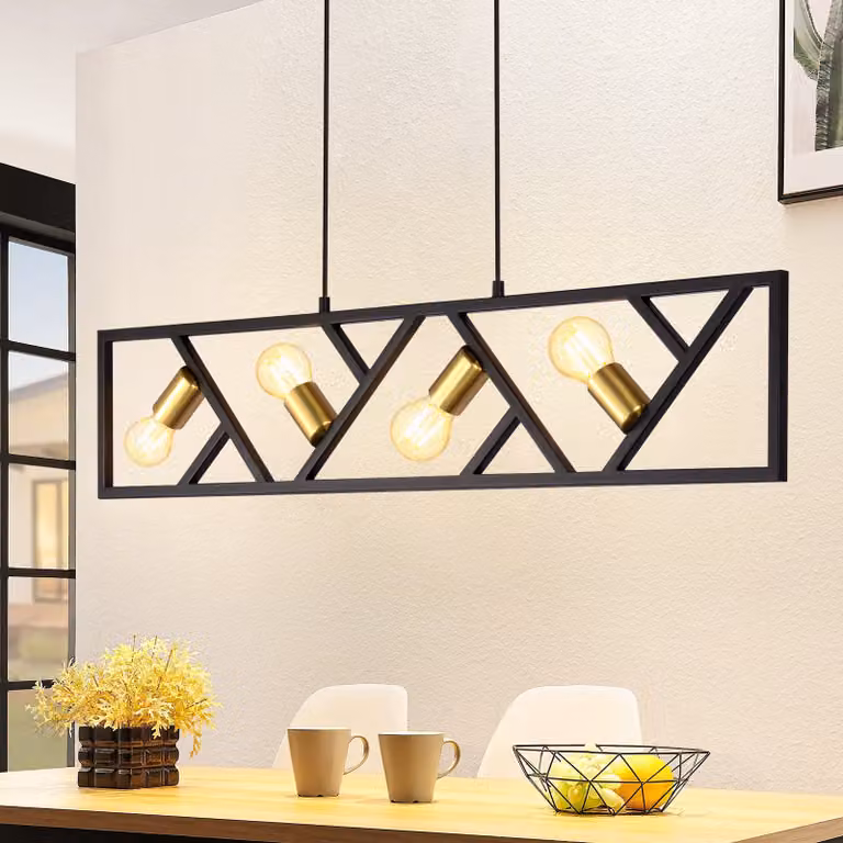ZMH luce a sospensione tavolo da pranzo nero vintage industriale luce a sospensione 4 fiamme E27 lampada a sospensione in metallo per sala da pranzo soggiorno camera da letto cucina
