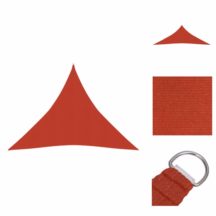 Tenda da sole in HDPE, colore rosso, 160 g/m², dimensioni 4,5x4,5x4,5 m - Ombrelloni e protezioni solari